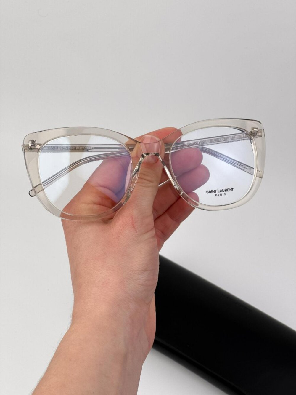 Saint Laurent SL778 004 Cat Eye Eyeglasses – Transparent Beige | Women’s